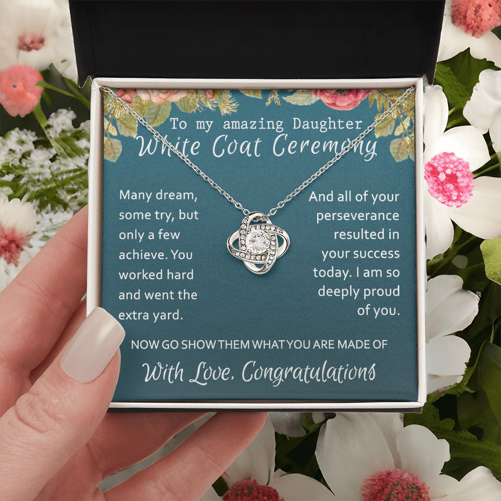 White Coat Ceremony Love Knot Necklace, Medical School Graduation Necklace, Student Ceremony Graduation Gift For New Doctor, Necklace Gift For Her, Girl Daughter, Sister Class Of 2024 Gift Necklace