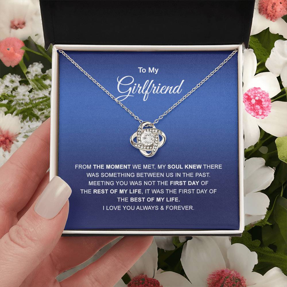 To My Girlfriend Necklace, Valentines Soulmate Gifts, Love Knot Necklace From Boyfriend, Husband, Girlfriend Gift Necklace - Jewelry Gift For Girls, Love Knot Pendant Gift For Girlfriend, Soulmate