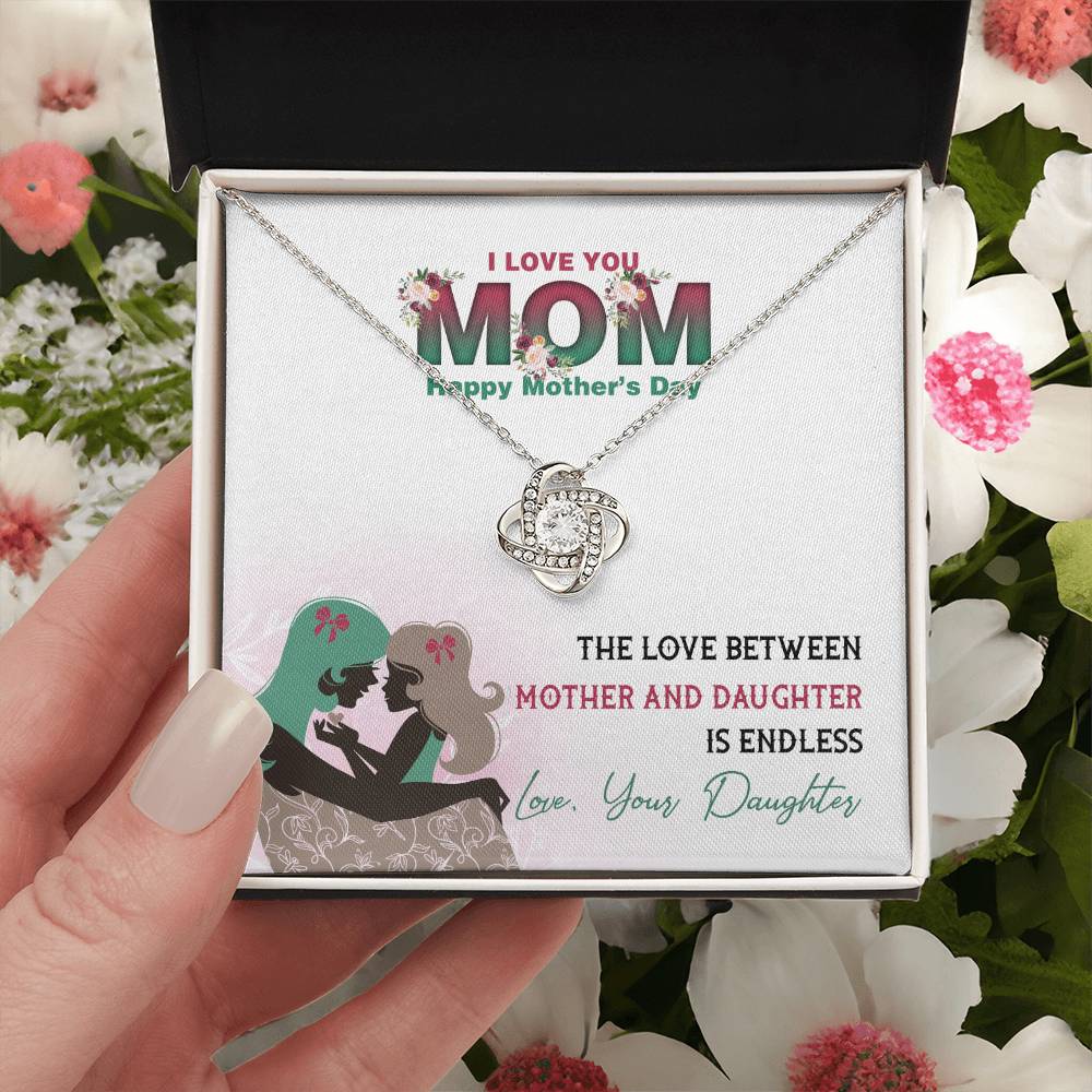I love you Mom Gifts, Mother's Day Necklace Gift, To My Mom Necklace From Daughter, Daughter To Mom Gift Love Knot Necklace 6323