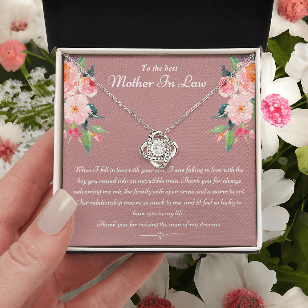 To The Best Mother In Law Gifts Love Knot Necklace, Mother's Day Necklace Gifts