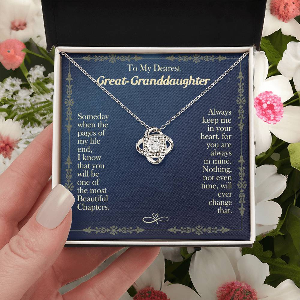 Granddaughter Gifts Necklacce from Grandma - To My Dearest Great Granddaughter Love Knot Necklace from Grandma Jewelry Gift for Girls, Granddaughter Pendant Necklaces gifts Birthday Graduation Gift