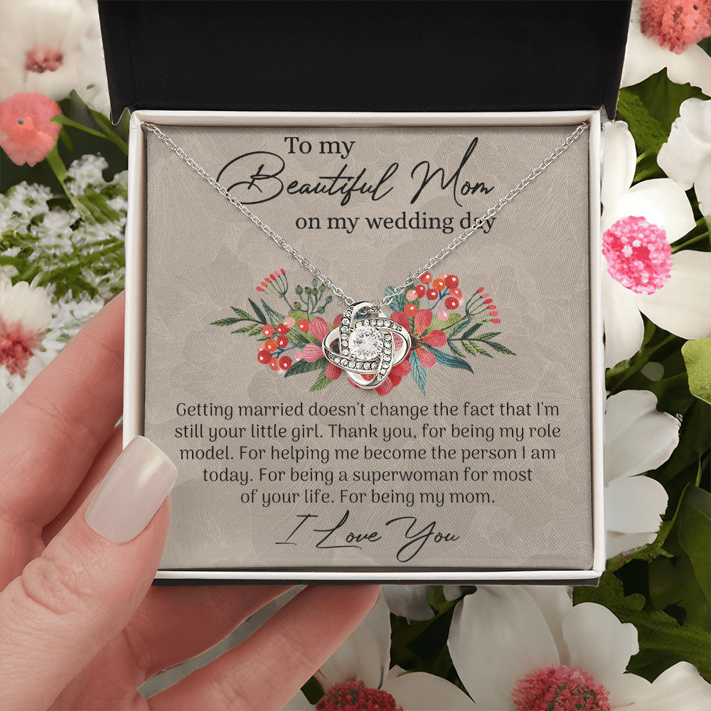 To My Beautiful Mom Necklace, Mom Wedding Gift Necklace from Bride, To My Beautiful Mom On My Wedding Day Necklace Mother of the Bride Gift Necklace Wedding Gift Necklace for Mom, Bride to Mom Gift