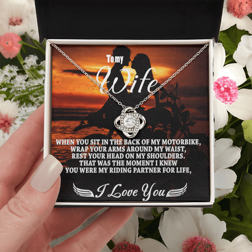 To My Wife Necklace From Husband, My Riding Partner For Life Necklace Gift For Wife From Men, Soulmate Gift Necklace Riding Partner Love Knot Necklace, Jewelry Gift For Women, I Love You Necklace