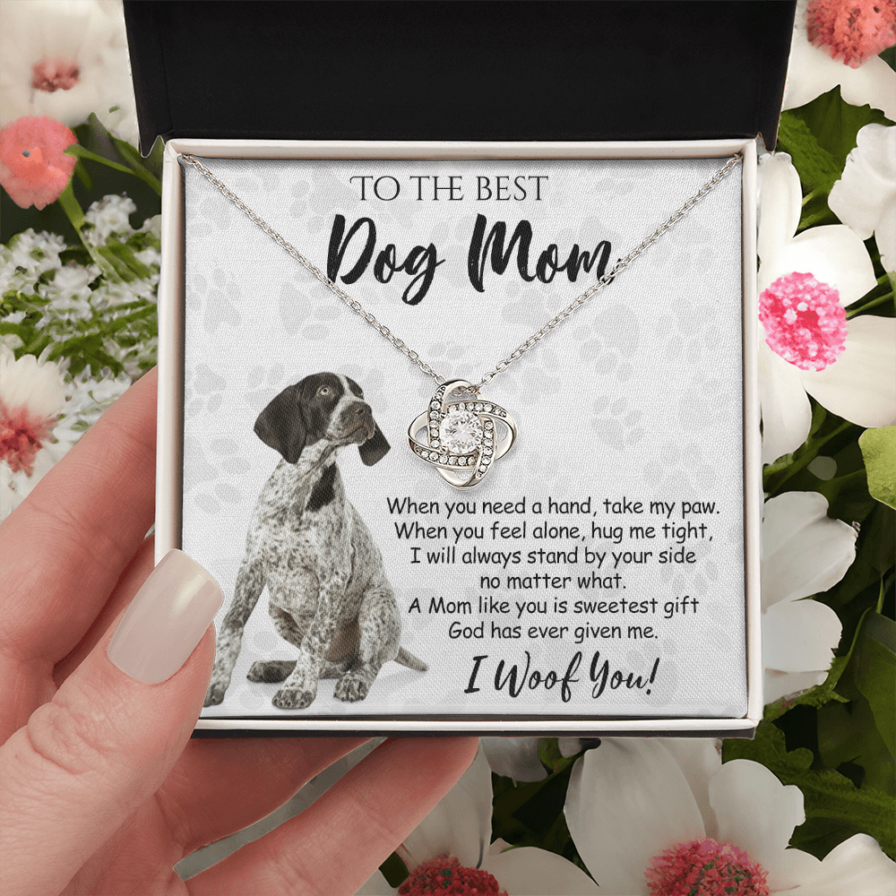 To The Best Dog Mom Love Knot Necklace From Daughter Mother's Day Necklace, German Shorthaired Pointer Love Knot Pendant, Jewelry Gift For Women, Dog Lovers German Shorthaired Pointer Gift Necklace