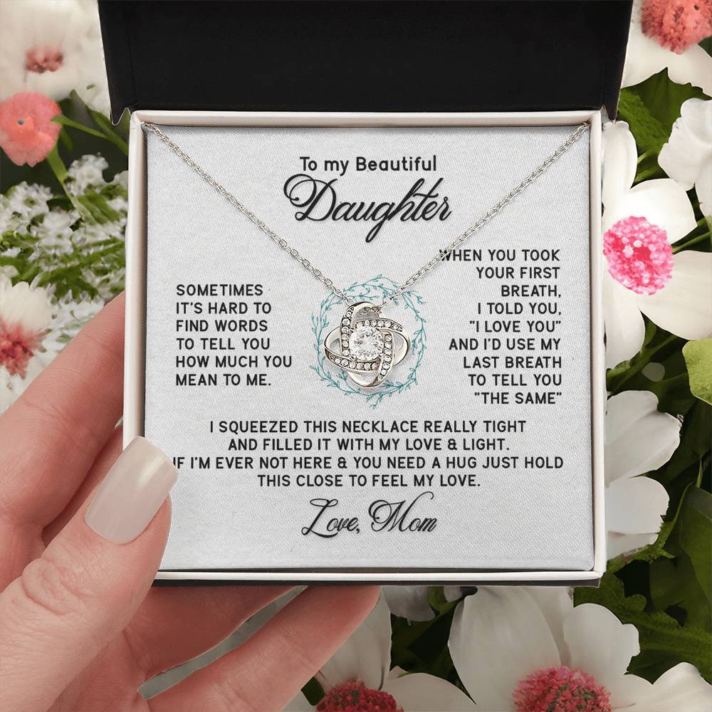 To My Beautiful Daughter Necklace from Mom, Mother to Daughter Gift Necklace for Daughter from Mother Jewelry Gift For Girls Little Girl, Daughter Necklace Pendant, Beautiful Daughter Necklace