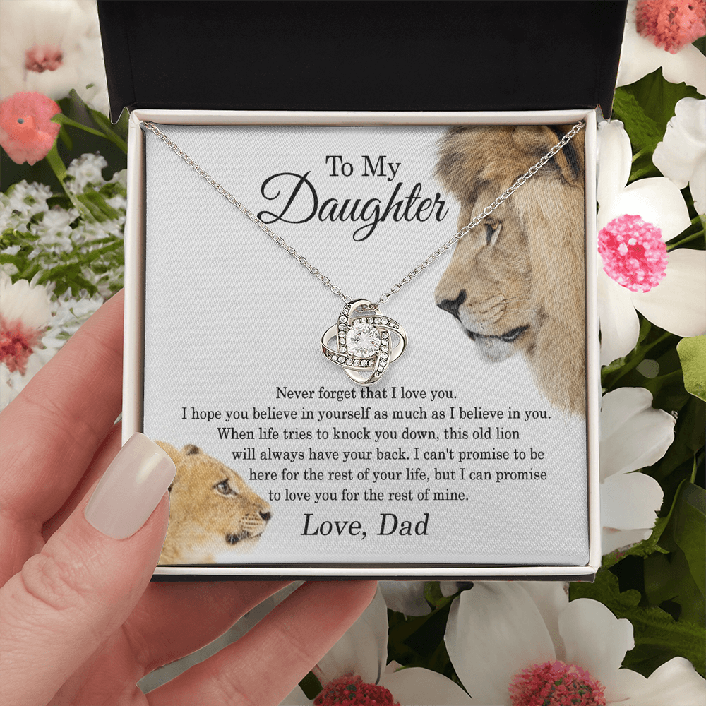 Daughter Gifts From Dad,To My Daughter Lion Dad And Daughter Necklace, Love Knot Necklace Birthday Gift for Daughter From Dad, Christmas Gift For Daughter Necklace, Father Daughter Necklace