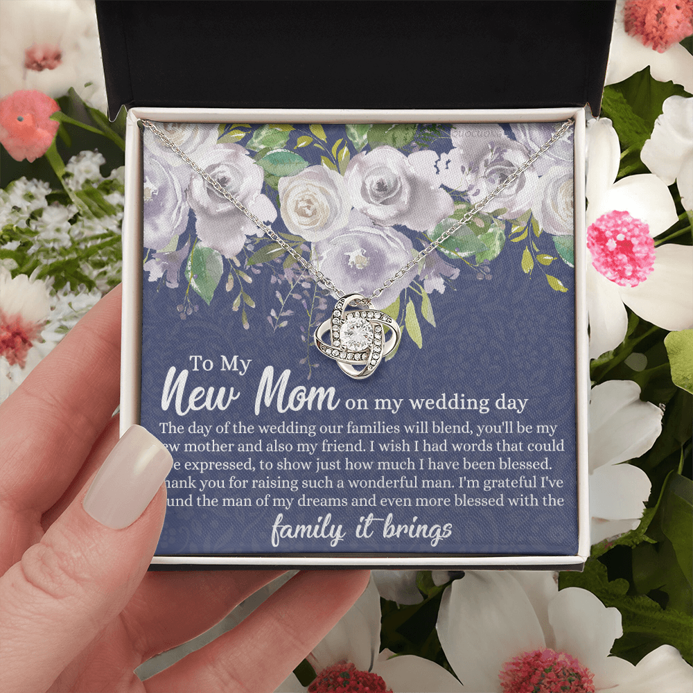 New Mom Necklace - To My New Mom Love Knot Necklace Gift From Daughter, My Wedding Day Necklace Gift For Mom, Wedding Mom Gift Necklace From Daughter, New Mom On My Wedding Day Gift Necklace For Mom
