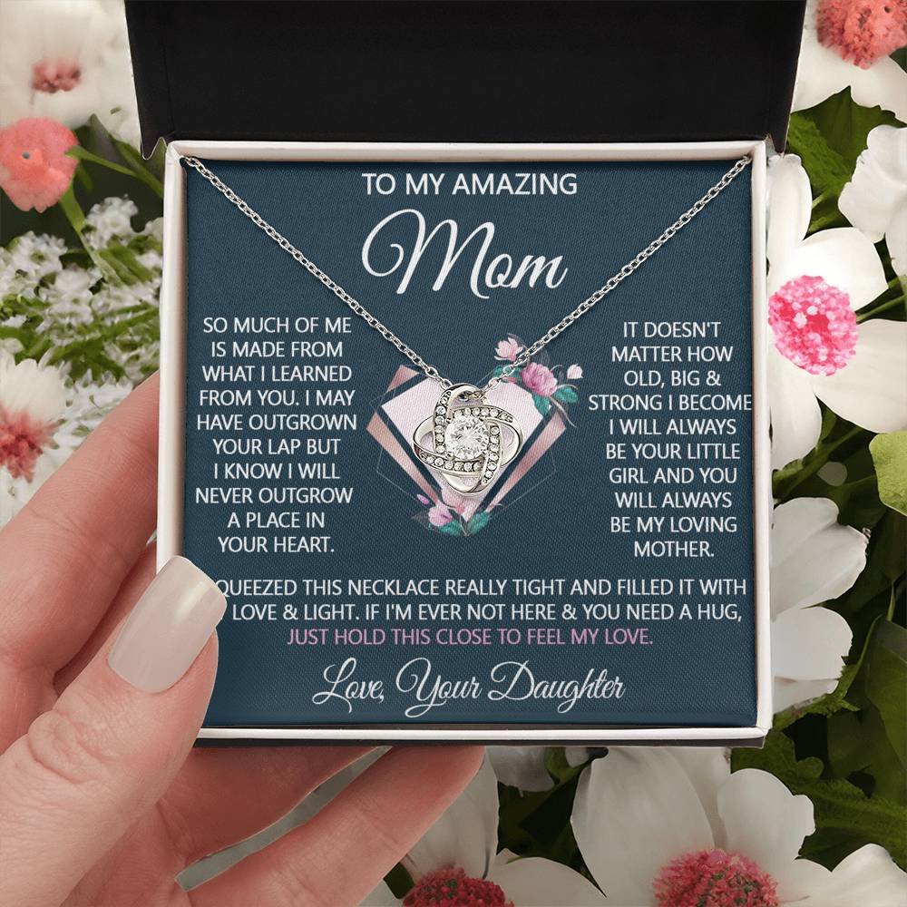 Mother And Daughter Necklace, To My Amazing Mom Love Knot Necklace Gift For Mom, Your Daughter Necklace Gift For Mom, Jewelry Gift For Women, Bonus Mom Gift Necklace Daughter To Mom Pendant Love Knot Necklace 6323
