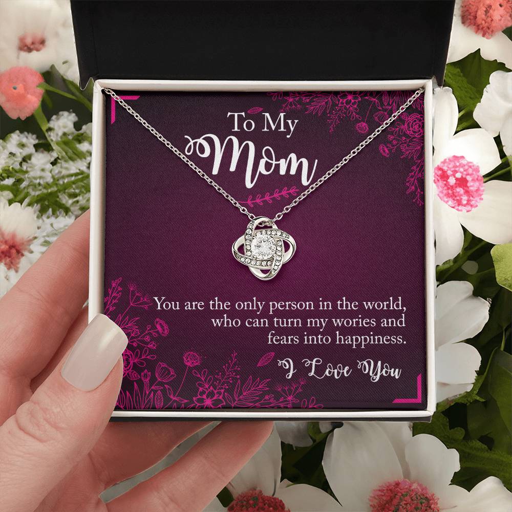 To My Mom Necklace From Daughter, You Are The Only Person Necklace Gift For Mom, Mother And Daughter Love Knot Necklace, Mom Gift Necklace On Birthday Gift, Anniversary Pendant Gift For Mom Jewelry Love Knot Necklace 6323