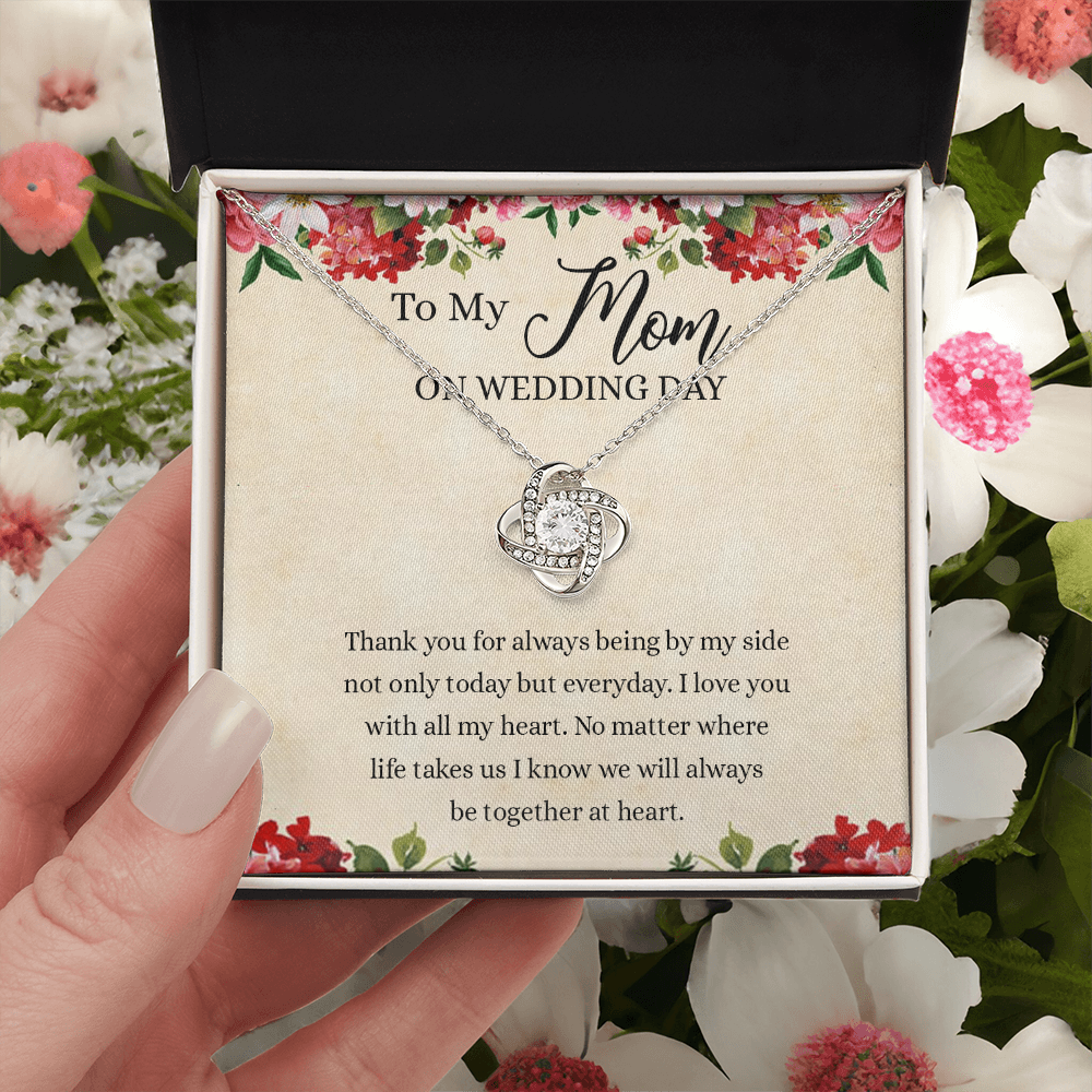 To My Mom Love Knot Necklace Gift for Mom on Wedding Day, Gift Necklace for Mother of The Groom, Gift for Bridesmaid Proposal Gift Necklace, To My Mom Gift Necklace On Wedding Day from Daughter