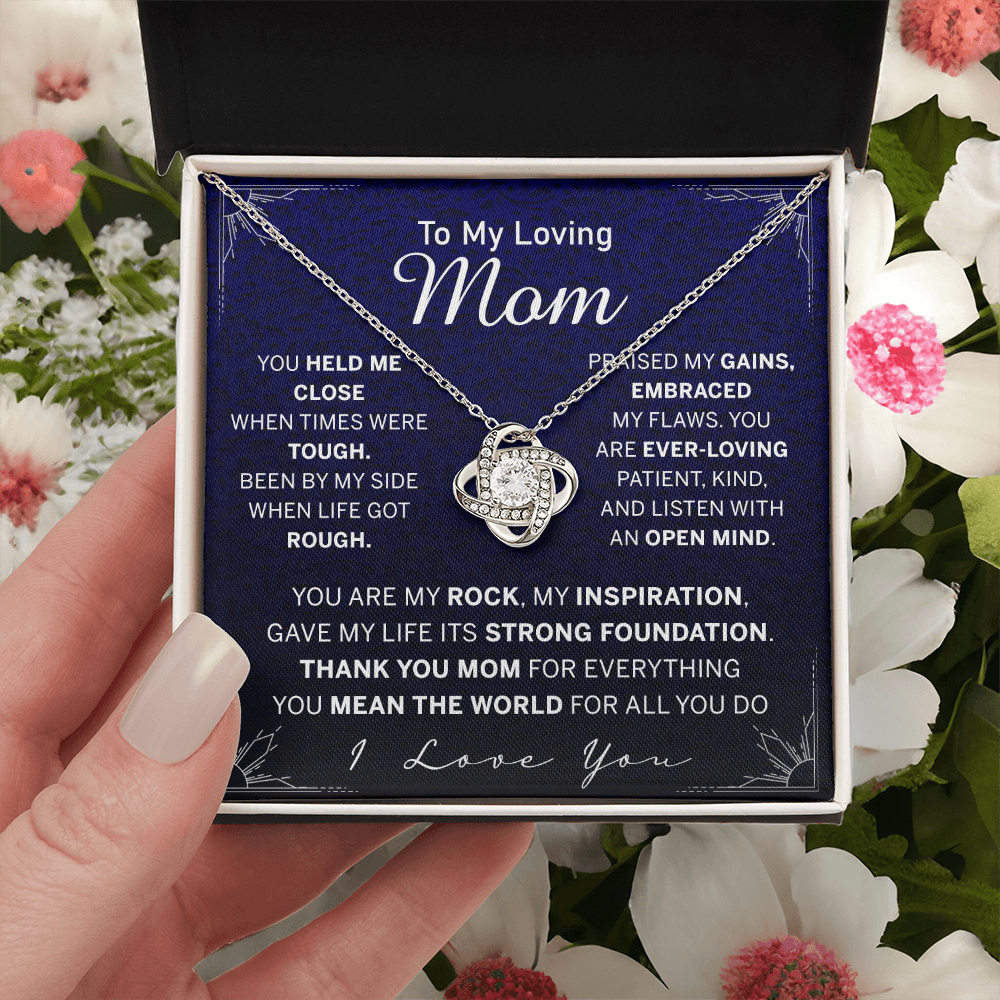 To My Loving Mom Necklace, Mom Love Knot Necklace From Daughter And Mother Necklace, You Held Me Close Necklace Gift For Mom, Loving Mom Gift Necklace, I Love You Necklace Gift For Mom, Jewelry Gift