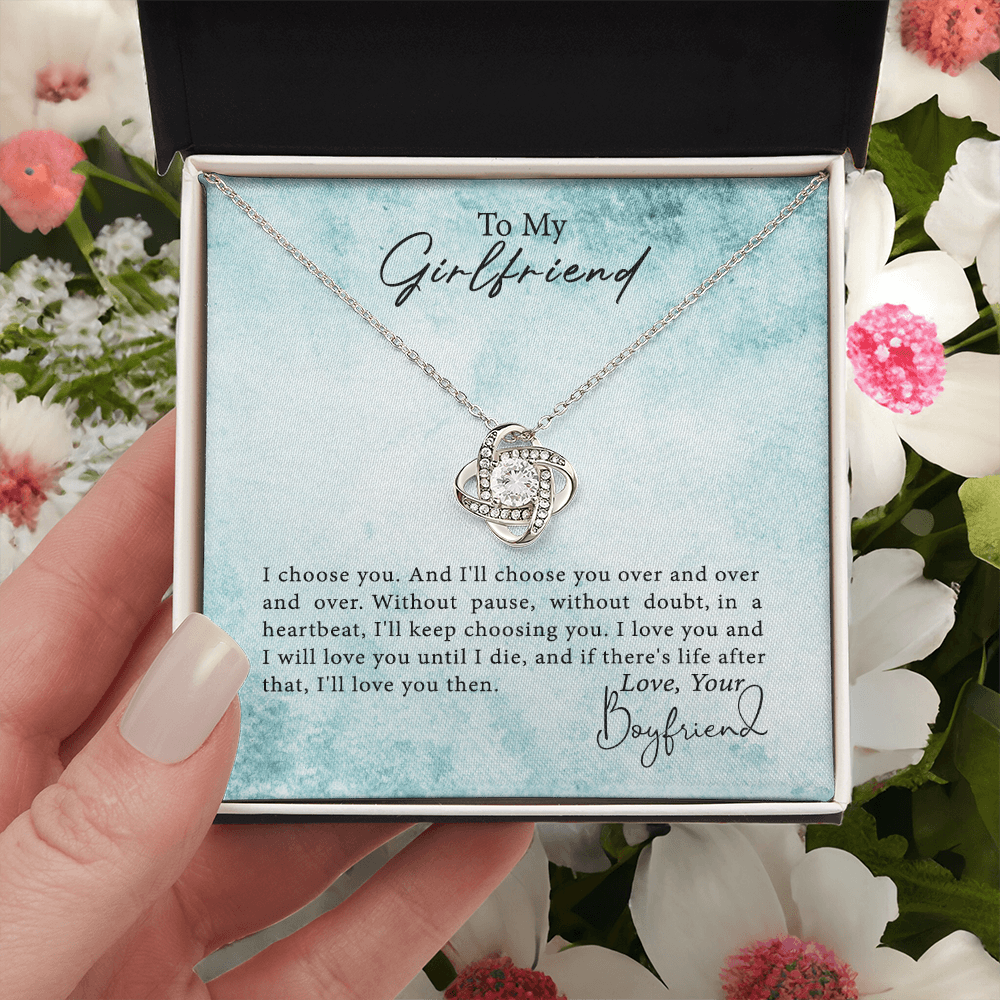 To My Girlfriend Necklace From Boyfriend, Husband, Gift Necklace For Girlfriend I Love You Then - Love Knot Pendant Gift For Girlfriend, Soulmate Necklace To Girlfriend Jewelry Gift For Girls
