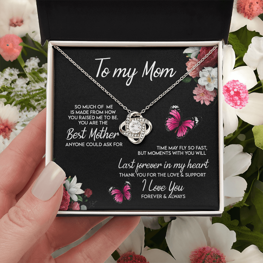 Mom Gift Necklace, To My Mom Necklace From Daughter, Love Knot Necklace Gift For Mom, Happy Mother's Day Necklace Gift Forever And Always Pendant Gift For Mom, Jewelry Gift For Women, Mom Butterfly