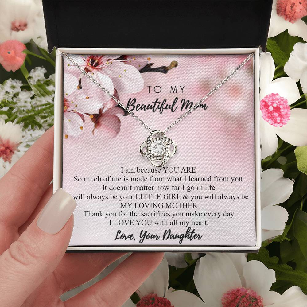 To My Beautiful Mom Necklace Mother's Day Gift Jewelry for Mom Daughter Mom Gift