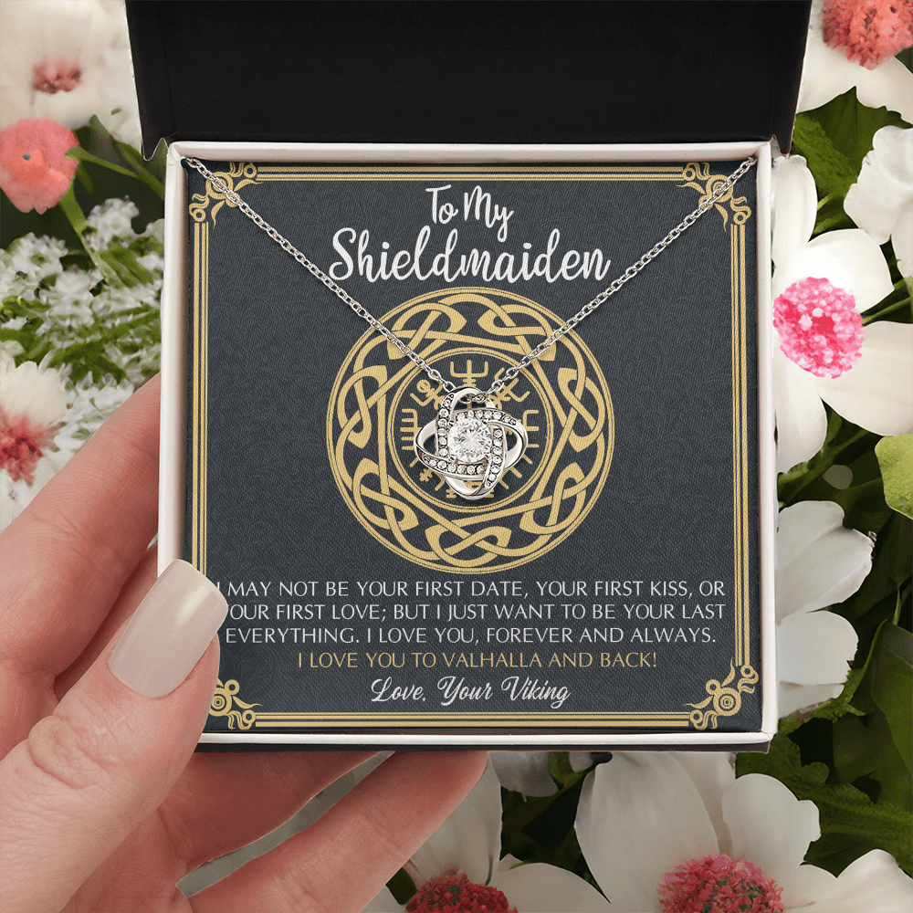 Personalized Gift Necklace, To My Shieldmaiden Necklace From Viking, I Love You to Valhalla and Back Viking Necklace Jewelry Gift For Women Wife Girlfriend Anniversary Customized Message Card