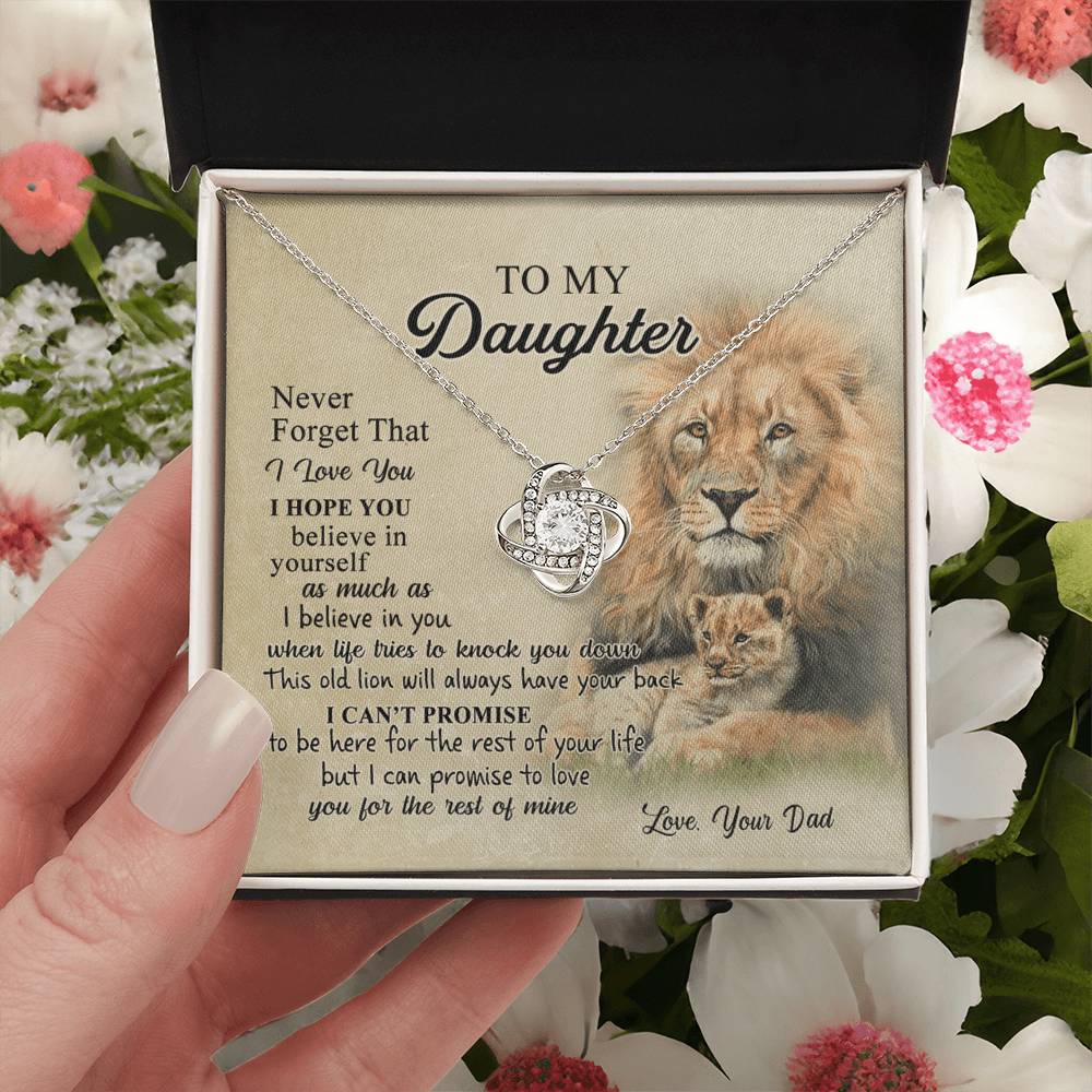 To My Daughter Gift Necklace from Dad Old Lion Your Back Believe Rest of Mine Personalized Gift Necklace Chain Gift on Birthday Graduation Gift Jewelry Gift For Girls, Little Girl Necklace