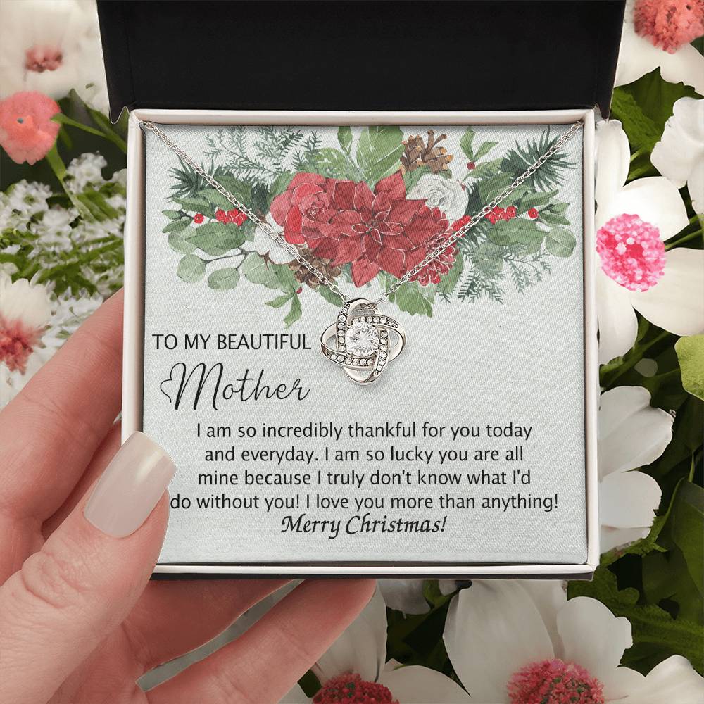 Beautiful Mother Gift Necklace - To My Beautiful Mother Love Knot Necklace From Daughter, Merry Christmas Necklace Gift For Mother Necklace Gift On Christmas To Mom, Birthday Gift For Beautiful Mom