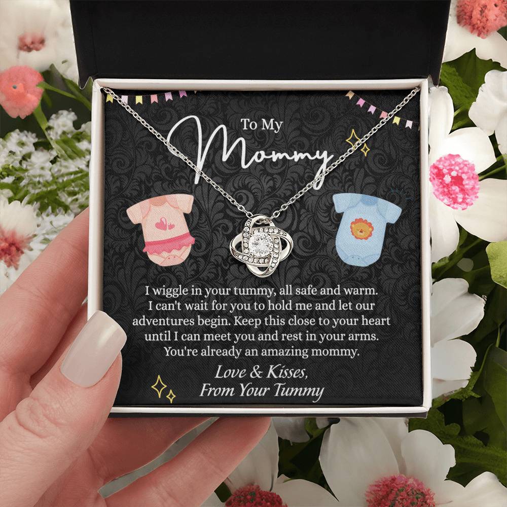 To My Mommy Love Knot Necklace, Mommy Gifts Necklace from Baby, Mommy Gift Necklace from Baby to Mom On Birthday, Gifts for Mom from Baby, New Mom Gift From Husband, New Mom Jewelry Gift For Wome Love Knot Necklace 6323