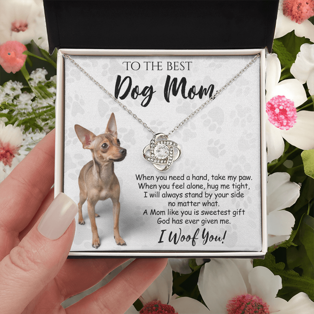 To The Best Dog Mom Love Knot Necklace From Daughter Mother's Day Necklace Gift, Chihuahua Love Knot Pendant, Jewelry Gift For Women, Dog Lovers Chihuahua Gift Necklace, Dog Mom Gift Necklace
