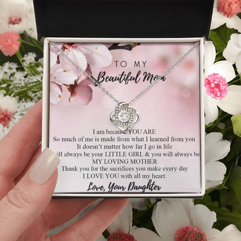 To My Beautiful Mom Necklace Mother's Day Gift Jewelry for Mom Daughter Mom Gift