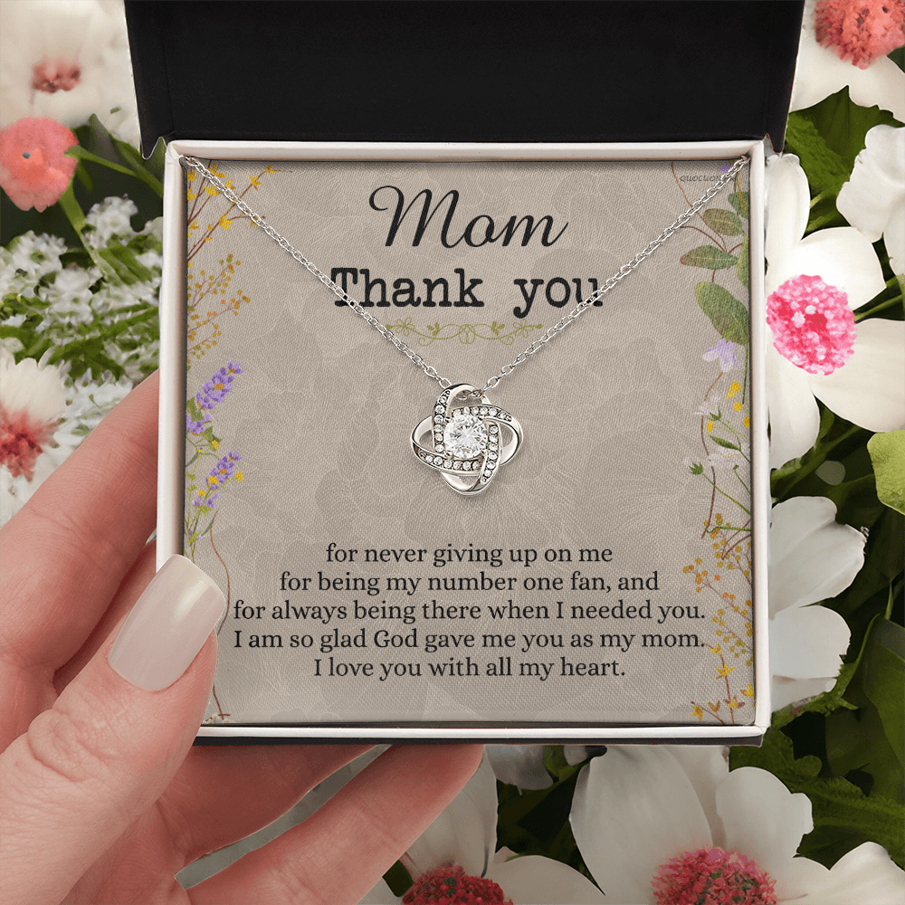 Mom Thank You Gift Necklace, To My Mom Love Knot Necklace From Daughter Necklace Gift For Mom Mother's Day Necklace Gift For Mom, Birthday Gift For Mom Anniversary Jewlry Gift For Women, Mom
