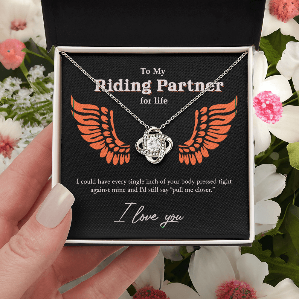 To My Riding Partners Necklace From Husband, Boyfriend, Riding Partners Love Knot Pendant Gift For Life Motorcycle Girlfriend Gift Necklace for Her Romantic, Girlfriend Gifts Necklace