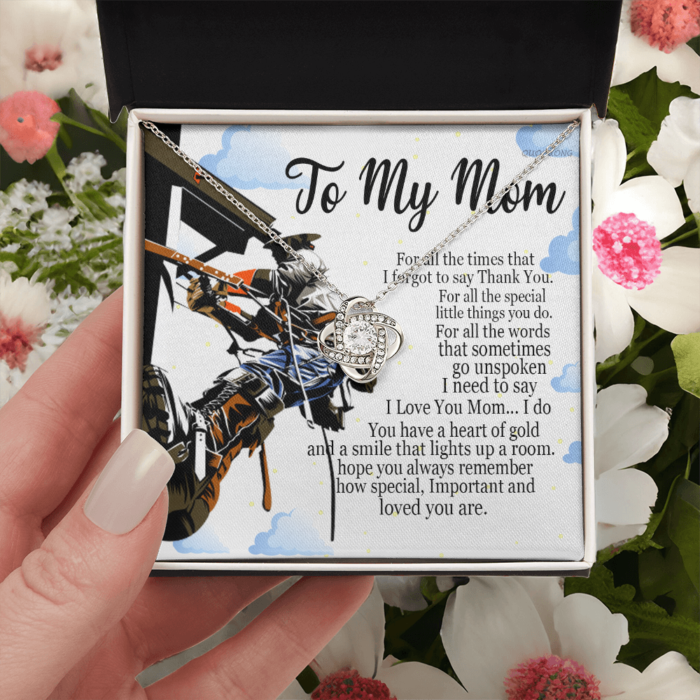 Lineman's Mom, To My Mom Love Knot Necklace Mother Jewelry Gift On Mothers Day