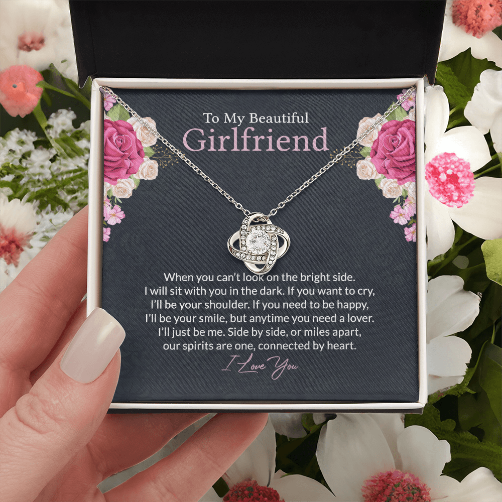 To My Beautiful Girlfriend Love Knot Necklace From Boyfriend, Husband, Girlfriend Gift Necklace - Love Knot Pendant Gift For Girlfriend, Soulmate Side By Side Gift Necklace To Girlfriend From Men
