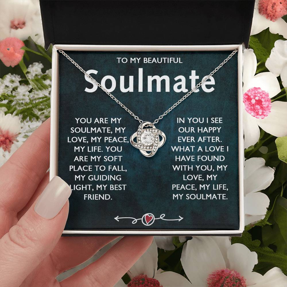 To My Beautiful Soulmate Necklace, Gift Necklace for Soulmate, Love Knot Necklace for Girlfriend, Soulmate Jewelry, Future Wife Gift Necklace, Necklace for Wife from Husband 14k White Gold