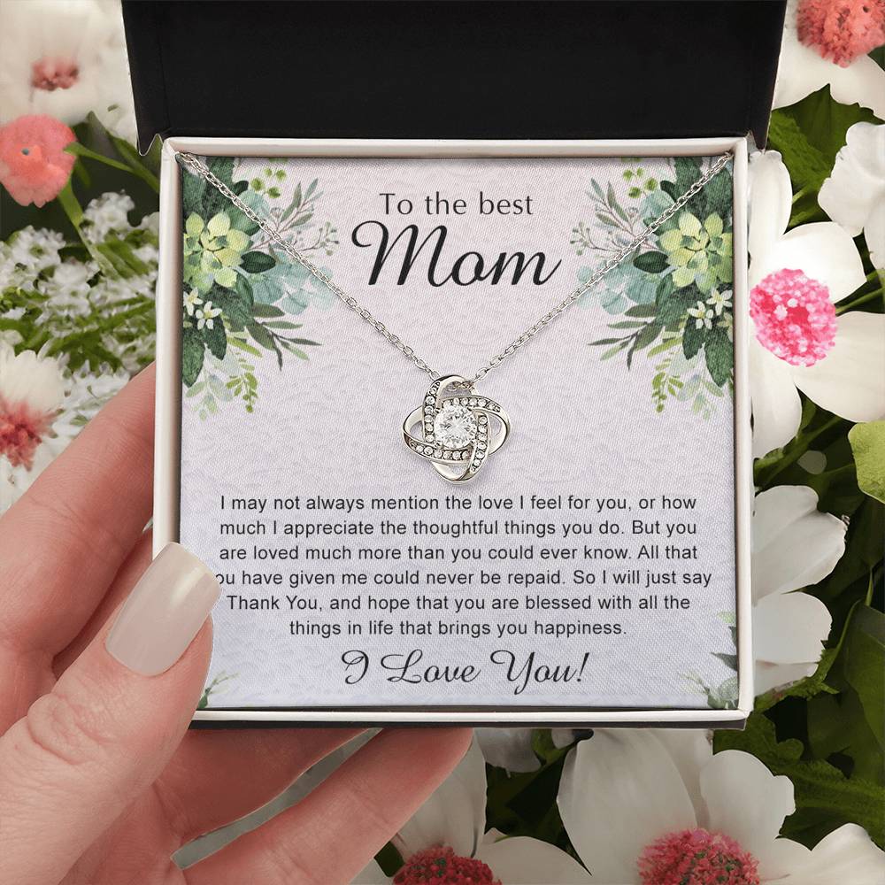 Mom Gift Necklace, To My Mom Love Knot Necklace Gift From Daughter, Son - Mother And Daughter Gift Necklace For Mom, To The Best Mom Love Knot Pendant, I Love You Necklace Gift For Mom To Daughter Love Knot Necklace 6323