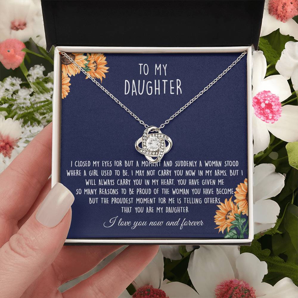 Gift Necklace For Daughter, To My Daughter Love Knot Necklace From Mom - I Love You Now And Forever Necklaces For Daughter From Mom And Dad Daughter Necklace,vSuddenly A Woman Jewelry Gift For Girls