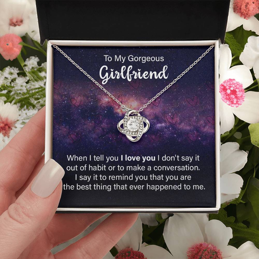 To My Girlfriend Necklace, Love Knot Necklace Valentines Day Gift For Girlfriend