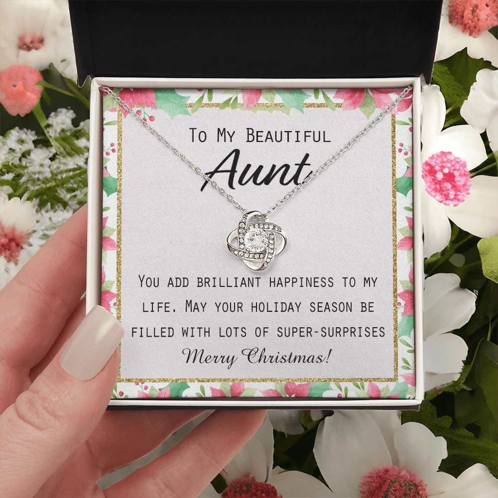 To My Beautiful Aunt Christmas Gift Forever Love Necklace Auntie Jewelry Gift For Girls And Box from Niece or Nephew Merry Christmas Gift for Aunt Jewelry For Girls