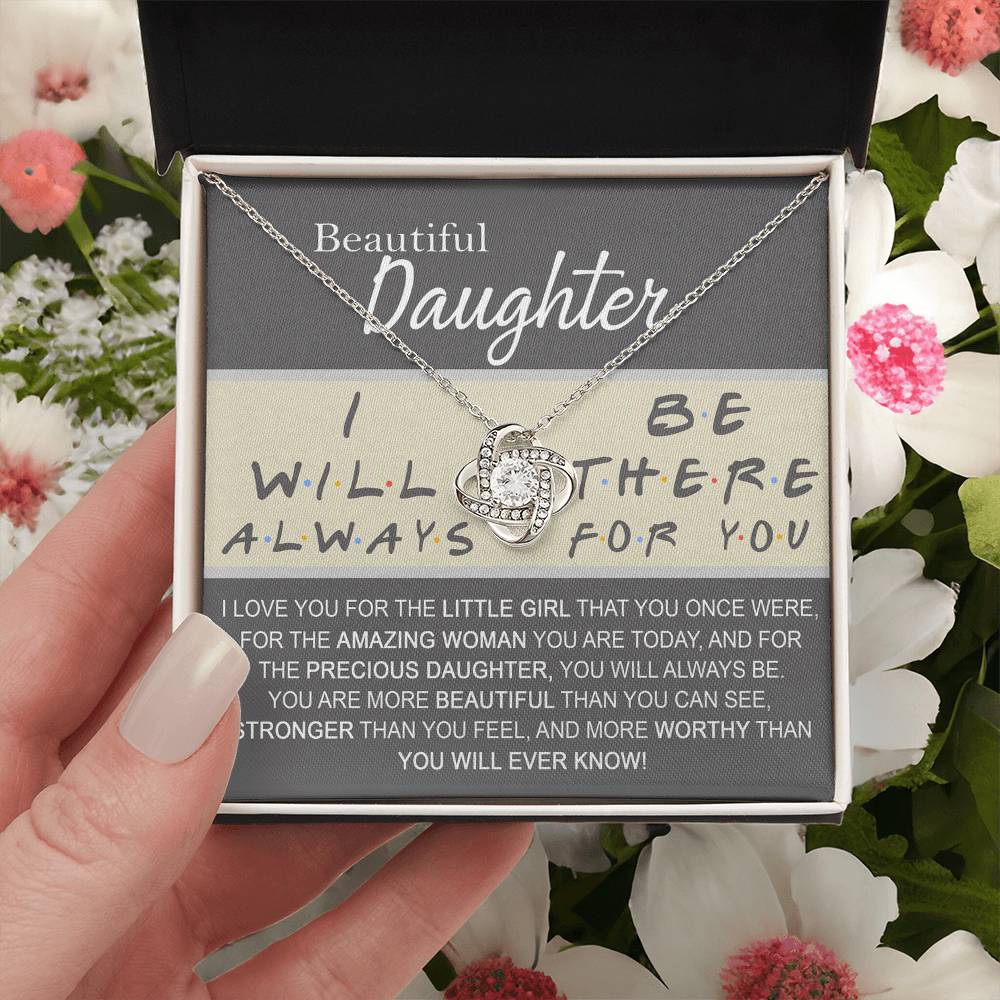 Daughter Gift Necklace Message Card Jewelry - Getting Card For Daughter, Custom Card For Little Girl, To My Beautiful Daughter Love Knot Necklace Gift From Mom - Mother And Daughter Gift Jewelry