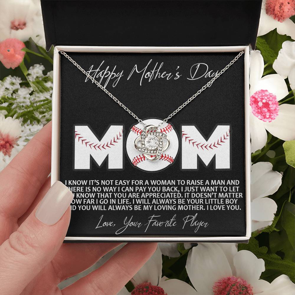 Baseball Mom Gift Necklace, To the Best Baseball Mom Necklace From Daughter, Favorite Player Necklace Gift For Mom, Baseball Mom Love Knot Necklace Jewelry Gift For Women Happy Mother's Day Necklace Love Knot Necklace 6323