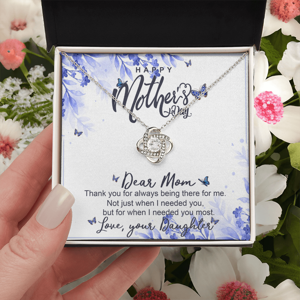 Happy Mother Day Necklace Gift For Mom, Dear Mom Necklace From Daughter, To My Mom Love Knot Necklace Gift On Mothers Day, Anniversary, Christmas Birthday Gifts, Jewelry Gift For Mom, Women