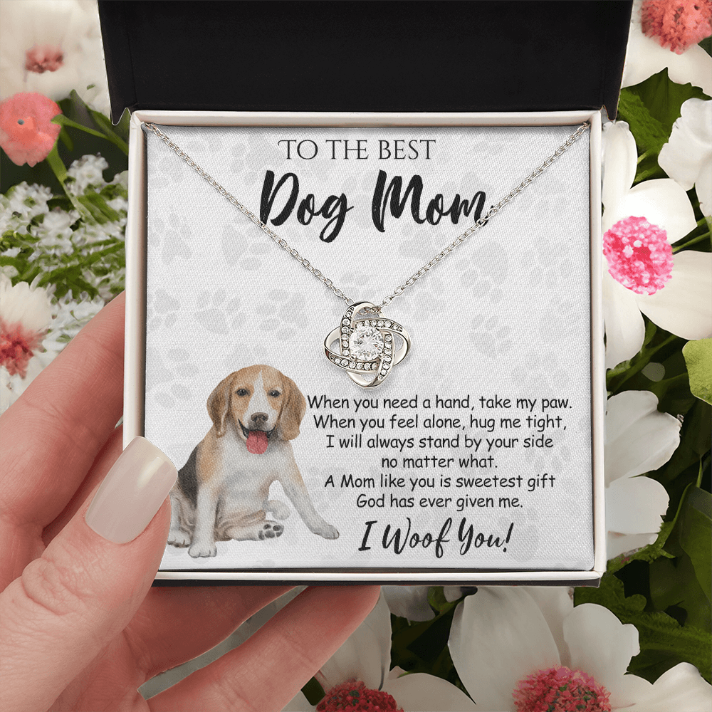 To The Best Dog Mom Knot Lnot Necklace From Daughter Mother's Day Necklace Gift, A Mom Like Beagle Gift Necklace And Message Card Jewelry Gift For Women, Dog Lovers, Beagle Dog Mom Necklace