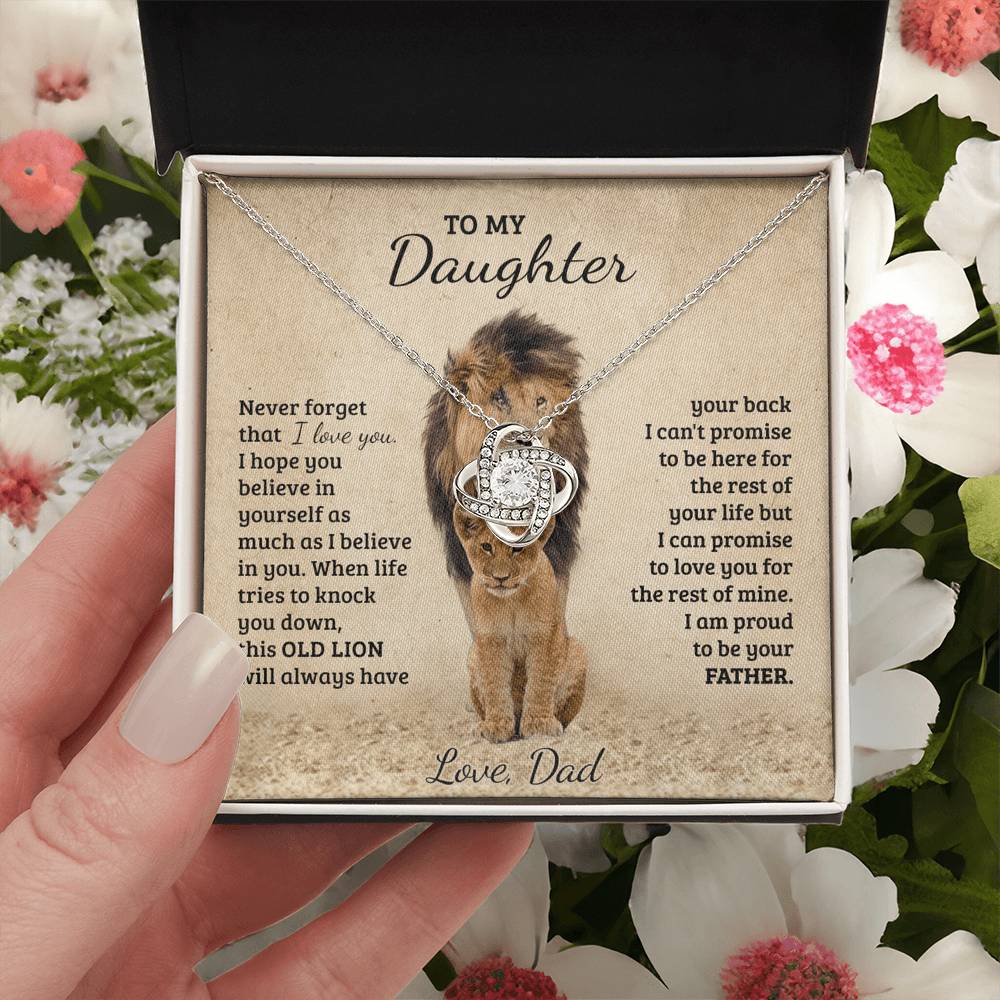 To My Daughter Gift Necklace from Dad Old Lion Your Back Believe Rest of Mine Personalized Chain Necklace Jewelry for Women Birthday Valentine Mother Jewelry Gift For Girls, Little Girl