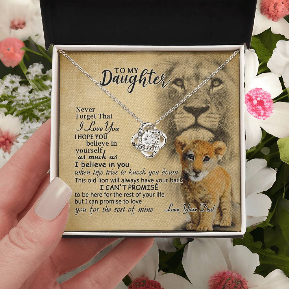 Daughter Gifts Necklace from Lion Dad to Daughter, Father Daughter Necklace, To My Daughter Lion Love Knot Necklace Gift Dad And Daughter Necklace Gift on Birthday Gift Anniversary Graduation Gift