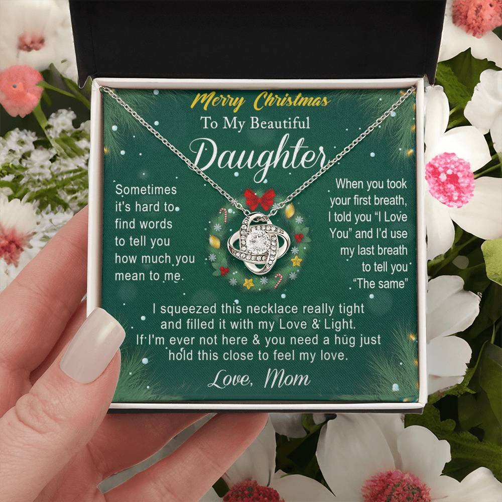 To My Beautiful Daughter Gift Necklace From Mom, Merry Christmas  Necklace For Daughter, Necklace for Christmas Daughter, Little Girl, Gift Pendant Mother And Daughter Jewelry Gift For Girls