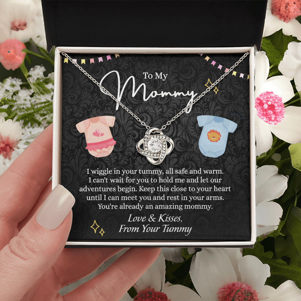 To My Mommy Love Knot Necklace, Mommy Gifts Necklace from Baby, Mommy Gift Necklace from Baby to Mom On Birthday, Gifts for Mom from Baby, New Mom Gift From Husband, New Mom Jewelry Gift For Wome
