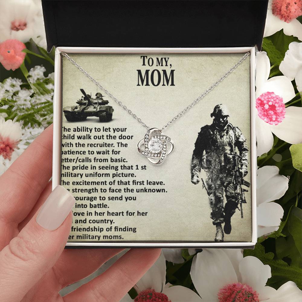 Military Mom Necklace, To My Mom Necklace From Son, Favourite Soldier Necklace Gift For Mom, Daughter And Military Mom Love Knot Necklace Gift, Mom Gift Necklace, Soldier Mom Necklace Gift For Women Love Knot Necklace 6323