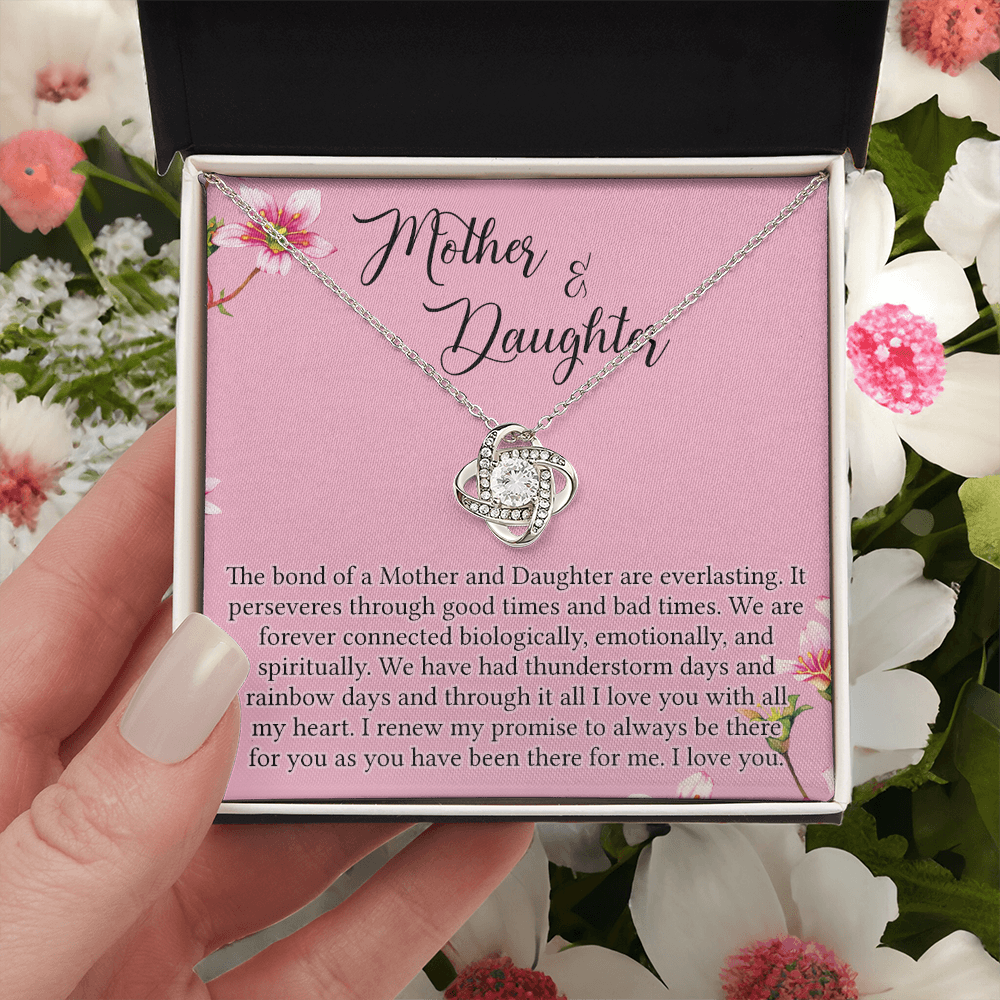 Mother And Daughter Gift Necklace - To My Mother Love Knot Necklace Gift From Daughter, The Bond Of A Mother And Daughter Love Knot Pendant Gift For Mom, Jewelry Gift For Women, Bonus Mother Gift