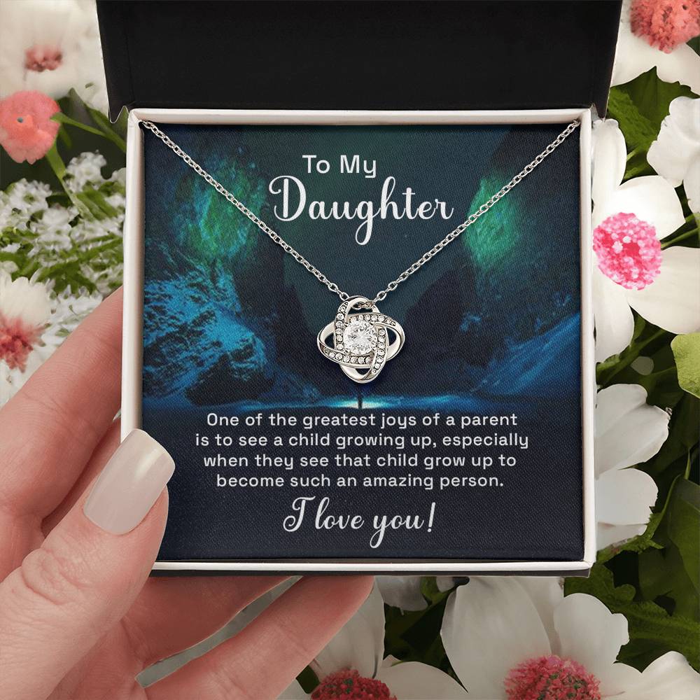 To My Daughter Love Knot Necklace From Parent, Daughter Gift Necklace From Mom, Step Daughter Necklace, Gift Necklace For Stepdaughter, Bonus Daughter Gifts, Step Daughter Gifts Love Knot Necklace