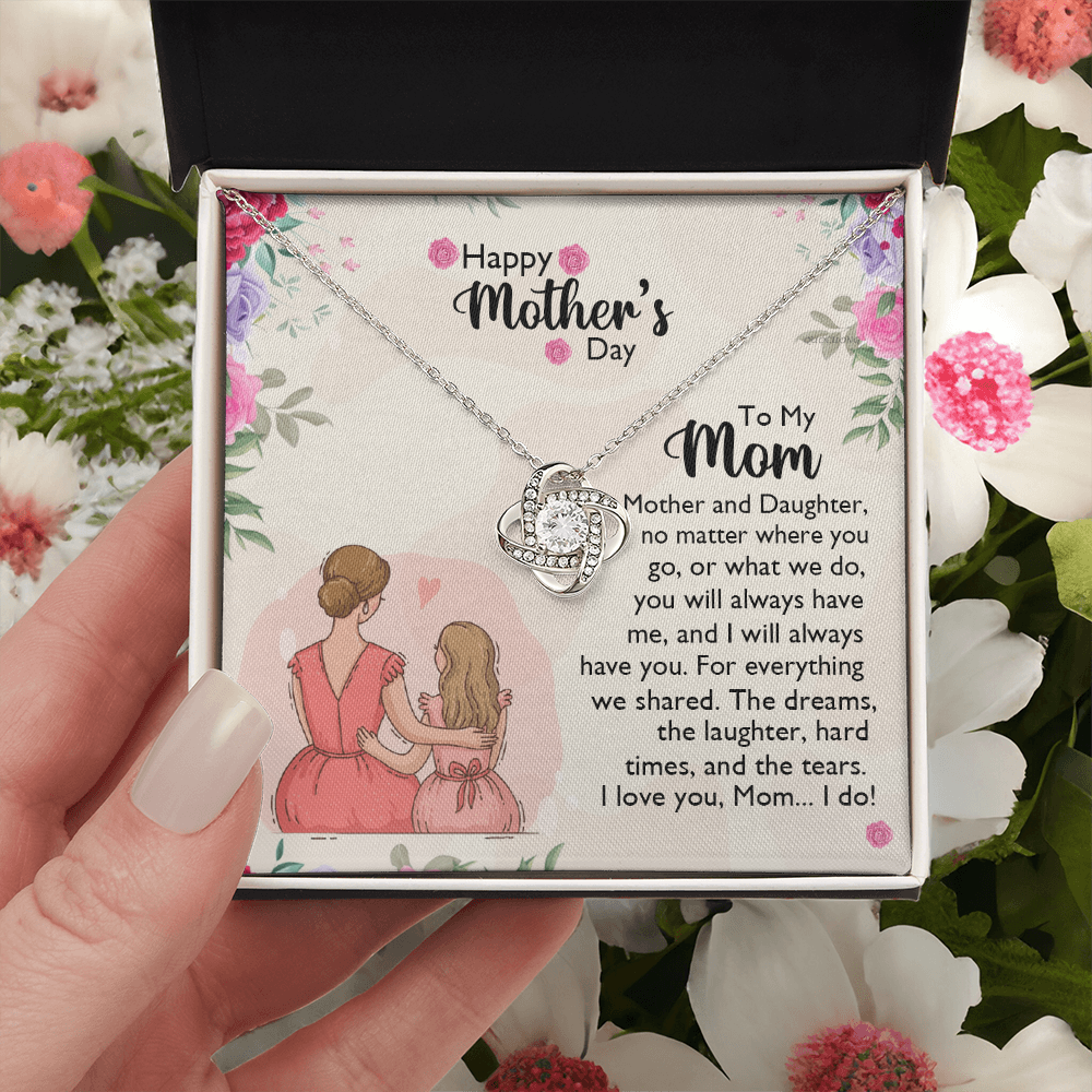 To My Mom Necklace From Daughter, Happy Mothers Day Necklace, Mom Love Knot Necklace From Daughter And Mother Jewelry Gift Mothers Day, No Matter Necklace Gift For Mom On Birthday Gift For Mom