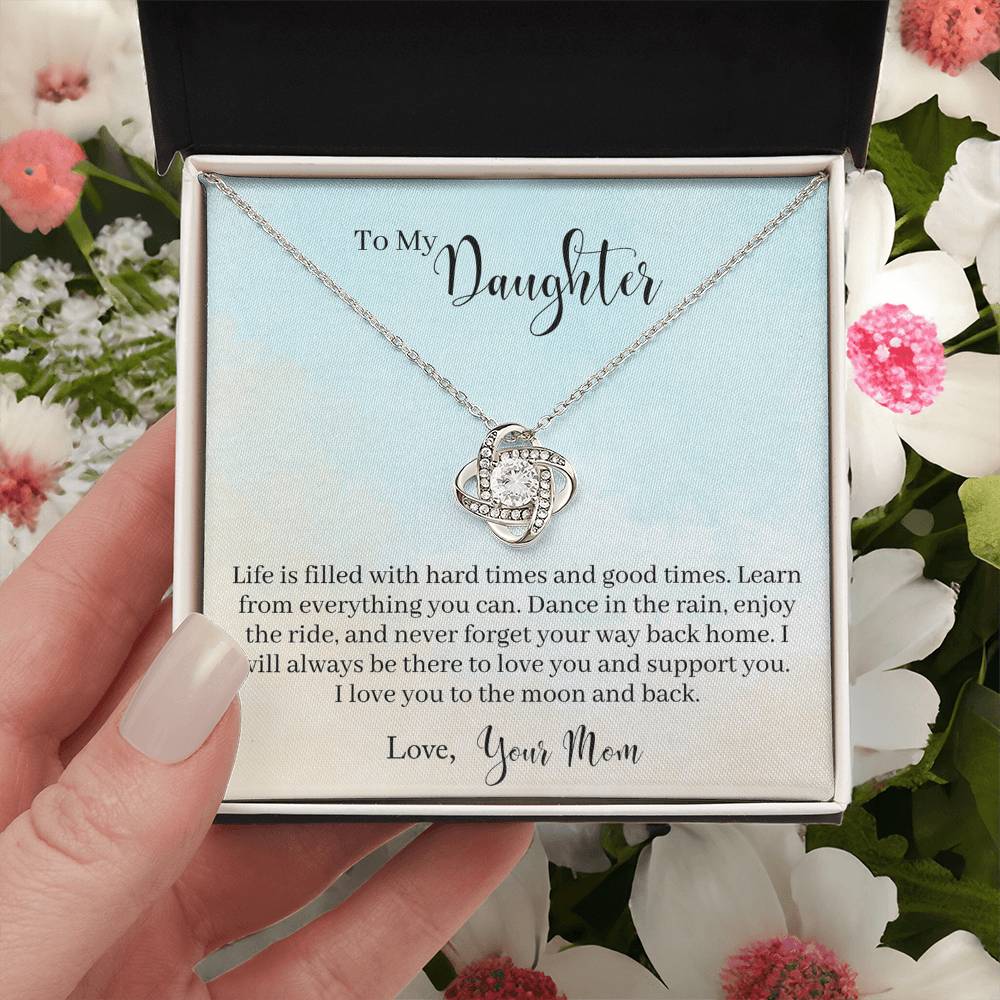 To My Daughter Love Knot Necklace From Mom, Happy Graduation Gift Necklace, Mother And Daughter Love Knot Necklace, Daughter Gift Necklace From Mommy Mother To Daughter Jewelry Gift For Girls