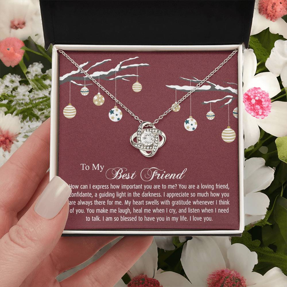 To My Best Friend Christmas Necklace From Friend, Jewelry Gift For Friend, Christmas Love Knot Necklace For Friend, BFF Gift Best Friend Gift Necklace On Birthday, Anniversary, Christmas For Friend