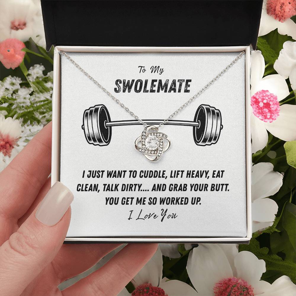 To My Swolemate Love Knot Necklace From Husband, Necklace Gift For Swolemate, Necklace Pendant, Swolemate Necklace, Birthday, Wedding Day, Necklace For Women, Swolemate Cubic Zirconia Necklace