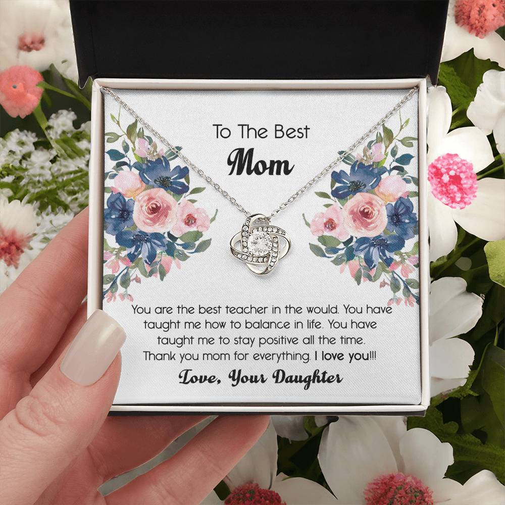 Thank You For Mom Necklace, To The Best Mom Love Knot Necklace Gift From Daughter And Mother Love Knot Pendant Gift For Mom Bonus Mom Gift Necklace, Teacher Mom Necklace, Jewelry Gift For Women