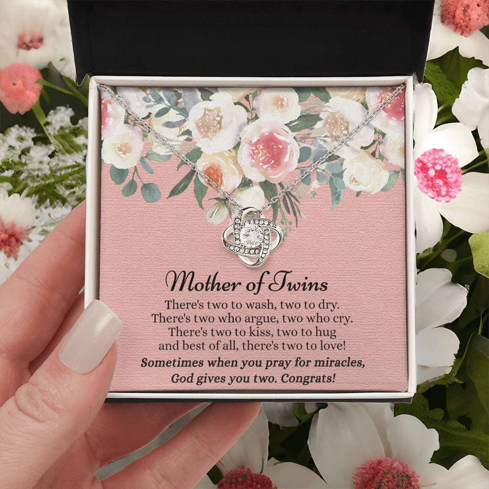 Mom Of Twins Necklace, Jewelry Gift For Mother Of Twins Love Knot Necklace, Parents of Twins, Gift Necklace For New Mom of Twins, Birthday Gift For Mom of Twins Necklace, New Mom Gift Necklace Love Knot Necklace 6323